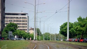 Straßenbahnschienen auf der Kurt-Schumacher-Straße (Mai 2001)